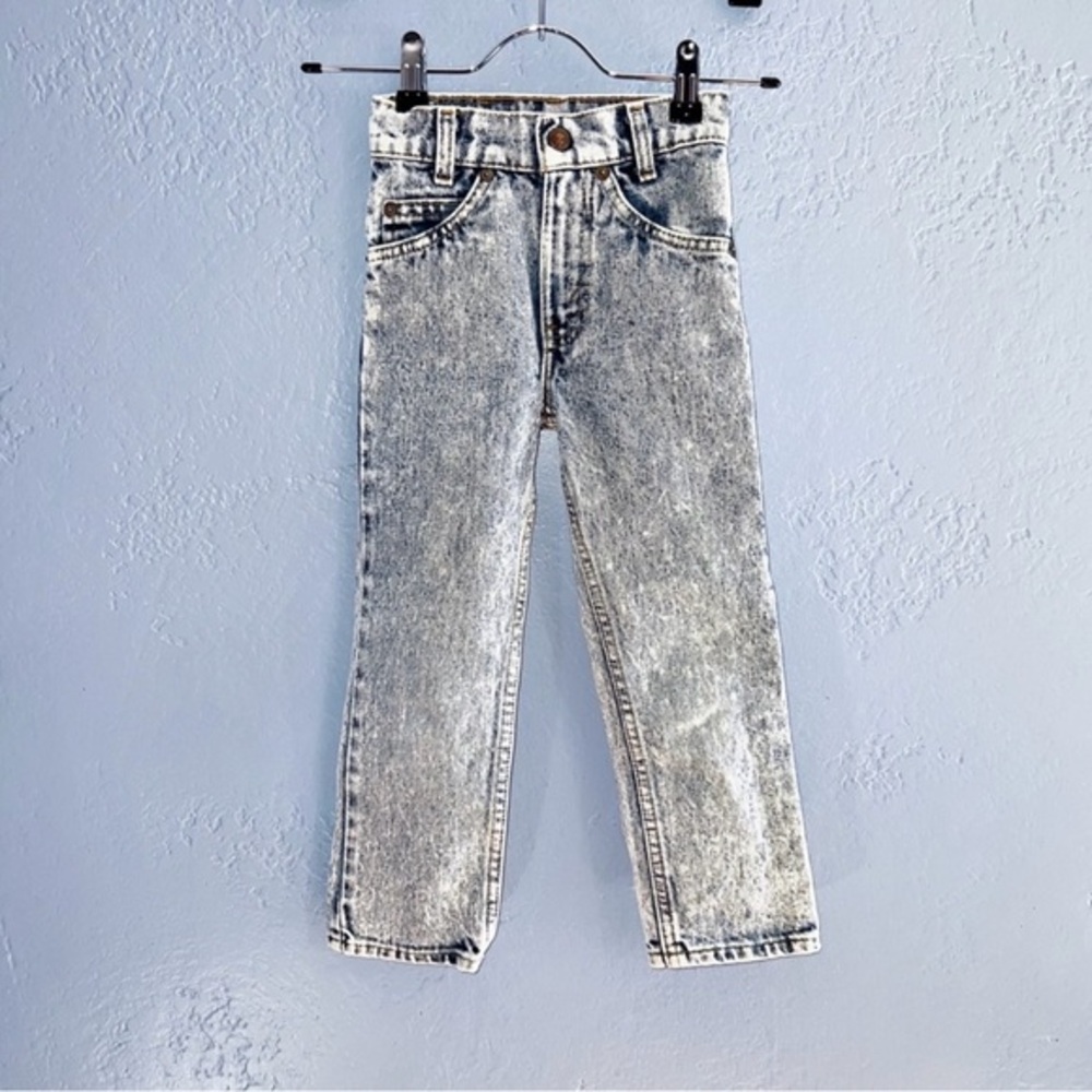 Levi's Vintage BOYS ORANGE TAB ACID WASH JEANS SIZE 6 SLIM